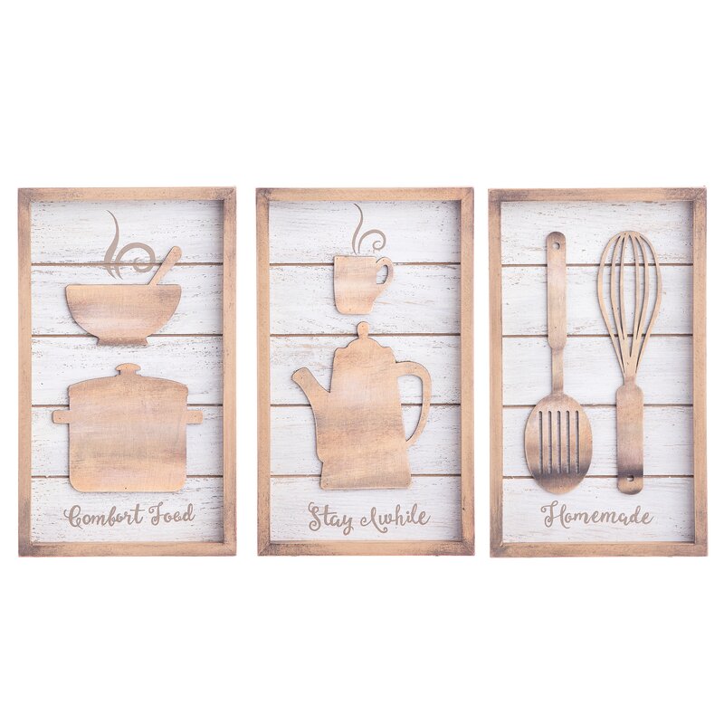 Gracie Oaks 3 Piece Kitchen Wall Décor Set Wayfair